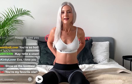 Постер к видео: Ева Эльфи рекламирует свой стрип-чат и трахает доставщика пиццы в первой серии.