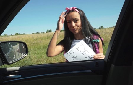 Постер к видео: Горяча мулатка договаривается о подвозе за "маленькую благодарочку".